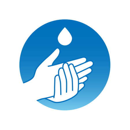Wash hands with alcohol drop icon blue minimal designのイラスト素材