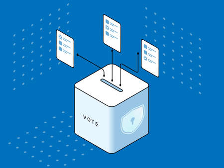 Isometric vote box digital online concept illustrationのイラスト素材