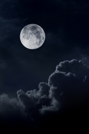 night sky with moon and cloudsの写真素材