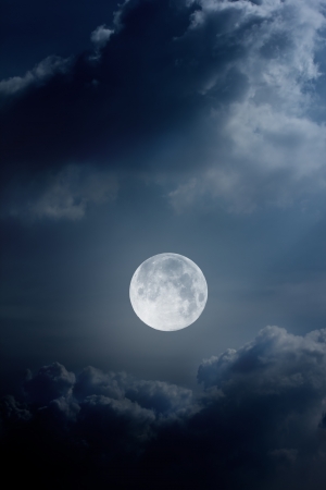 night sky with moon and cloudsの写真素材