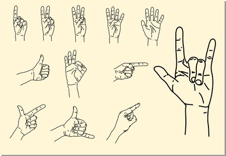 hand signal drawing styleのイラスト素材