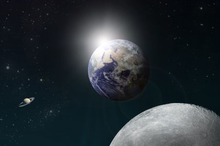 Earth and Moonの写真素材