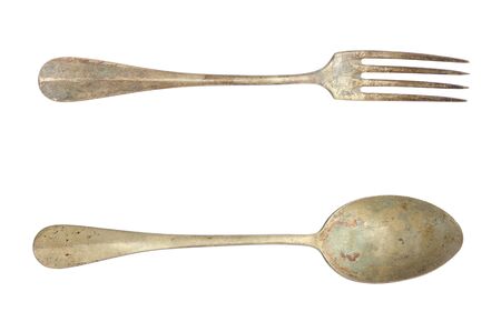 old spoon and forkの写真素材