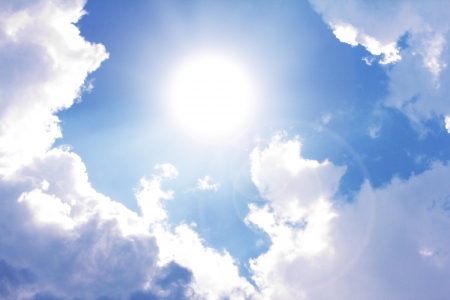 sun and cloudy skyの写真素材