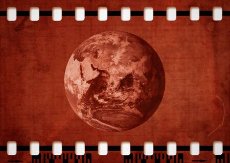 planet earth on filmstrip illustration