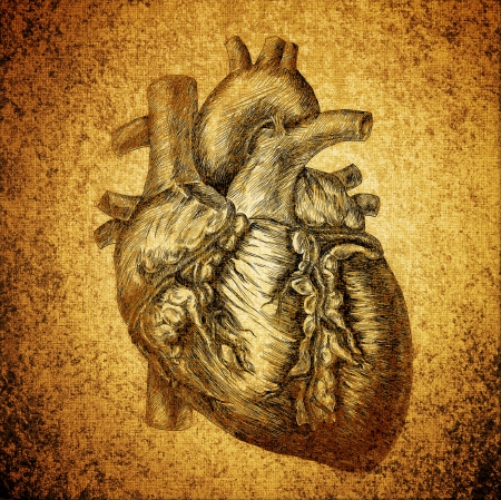 heart drawing on grunge texture backgroundの写真素材