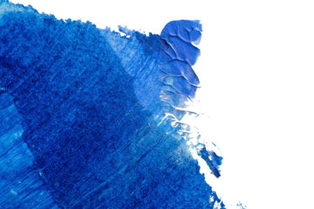 blue abstract acrylic painting color texture on white paper background by using rorschach inkblot...