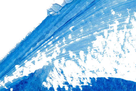blue abstract acrylic painting color texture on white paper background by using rorschach inkblot methodの写真素材