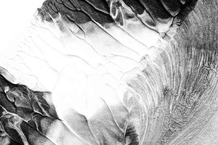 black white abstract acrylic painting color texture on white paper background by using rorschach inkblot methodの写真素材