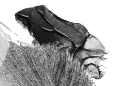 black white abstract acrylic painting color texture on white paper background by using rorschach inkblot methodの写真素材