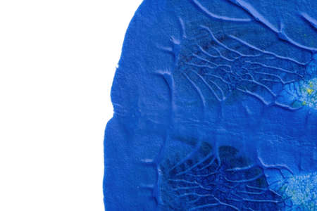 blue green yellow abstract acrylic painting color texture on white paper background by using...