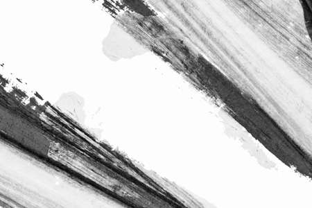 black white abstract acrylic painting color texture on white paper background by using rorschach inkblot methodの写真素材