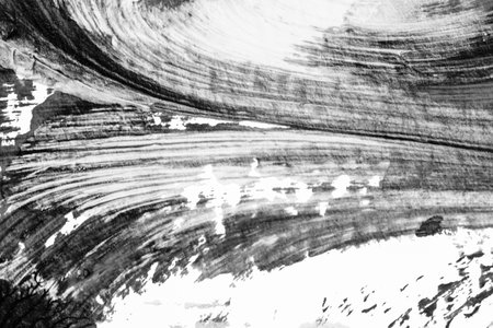 black white abstract acrylic painting color texture on white paper background by using rorschach inkblot methodの写真素材