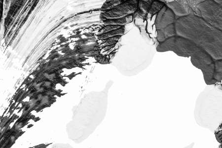 black white abstract acrylic painting color texture on white paper background by using rorschach...