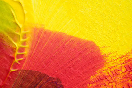 blue purple red yellow abstract acrylic painting color texture on white background by using inkblot methodの写真素材