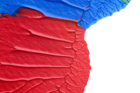 blue purple red yellow abstract acrylic painting color texture on white background by using inkblot...