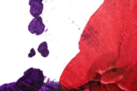 blue purple red yellow abstract acrylic painting color texture on white background by using inkblot methodの写真素材