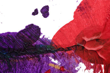 blue purple red yellow abstract acrylic painting color texture on white background by using inkblot methodの写真素材