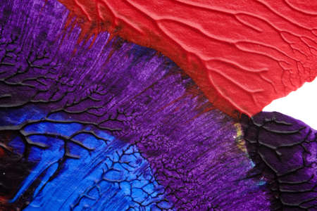 blue purple red yellow abstract acrylic painting color texture on white background by using inkblot...