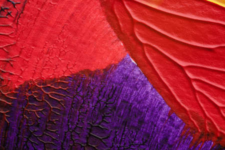 blue purple red yellow abstract acrylic painting color texture on white background by using inkblot methodの写真素材