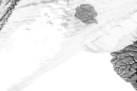 black white abstract acrylic painting color texture on white paper background by using rorschach inkblot methodの写真素材
