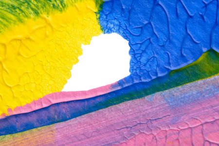 I painted acrylic colors on white paper and I folded the paper together similar to the rorschach inkblot method that create the texture of mixed acrylic colors.の写真素材