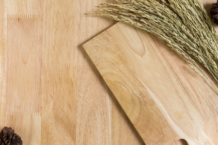 Wood Texture  Frame Background Decorated by Jasmine Rice Spikeの写真素材