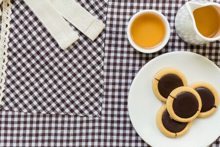 Tea with Chocolate Cookiesの写真素材