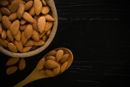 Almond on Wooden Backgroundの写真素材