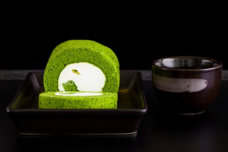 Japanese Dessert on Black Backgroundの写真素材