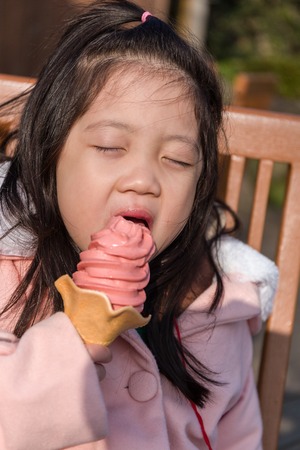 Child Eating Ice Creamの写真素材
