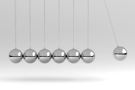 Newton Cradle Isolated on White, 3D Renderingの写真素材