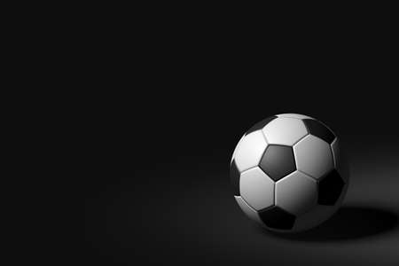 Soccer Ball on Black Background, 3D Renderingの写真素材