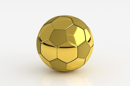 Golden Soccer Ball Isolated on White, 3D Renderingの写真素材