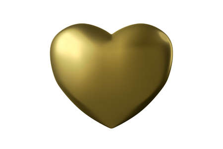 Golden Heart Isolated on White, 3D Renderingの写真素材