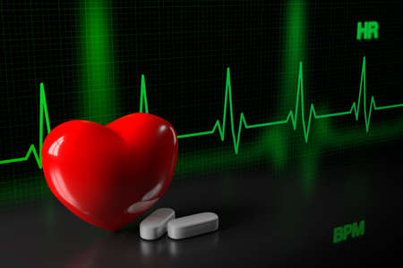 Pill Medicine for Heart, 3D Renderingの写真素材