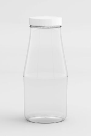 Empty Glass Bottle for Milk Isolated, 3D Renderingの写真素材
