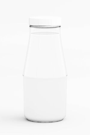 Milk in Glass Bottle Isolated, 3D Renderingの写真素材