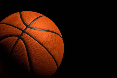 Basketball Ball on Black Background, 3D Renderingの写真素材