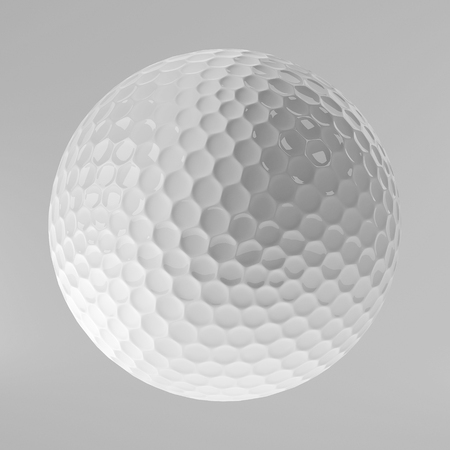 Golf Ball Isolated on White, 3D Renderingの写真素材
