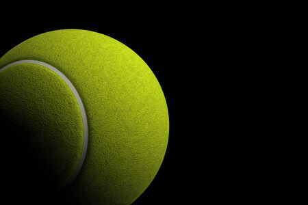 Tennis Ball on Black Background, 3D Renderingの写真素材