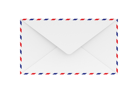 Blank Airmail Envelope Isolated on White, 3D Renderingの写真素材