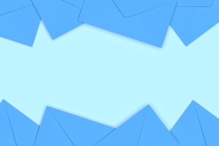 Blank Blue Envelopes on Blue Background, 3D Renderingの写真素材