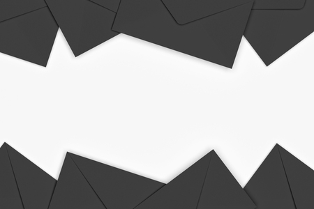 Blank Black Envelopes on White Background, 3D Renderingの写真素材