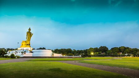 Buddha Statue at Sunrise or Sunset, HDRの写真素材