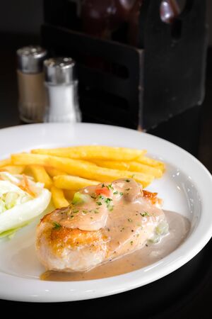 Grilled Chicken Brest with Saladの写真素材