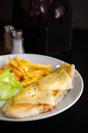 Grilled Fish Filet with Saladの写真素材