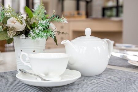 English Tea Set on Tableの写真素材
