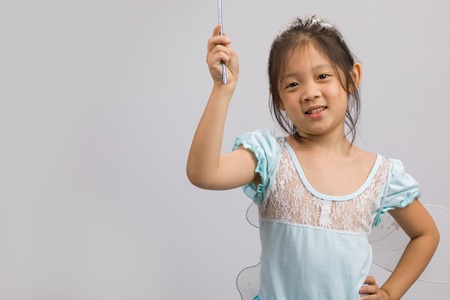 Child in Ballet Dress, Isolated on Whiteの写真素材