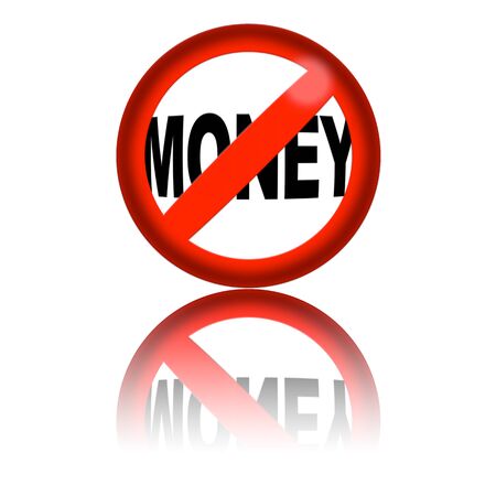 No Money Sign 3D Renderingの写真素材